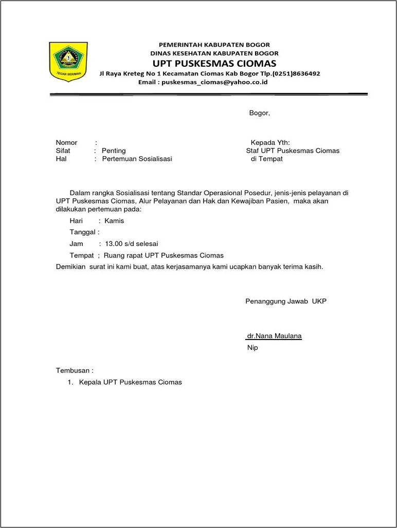 Contoh Surat Undangan Rapat Hasil Survey