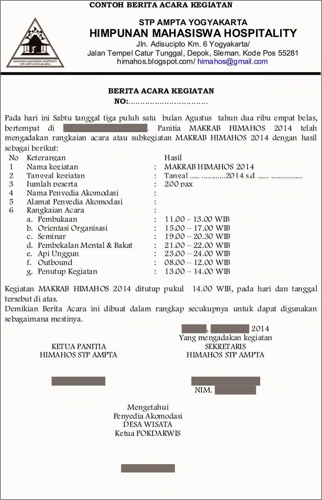 Contoh Surat Undangan Rapat Himpunan Mahasiswa