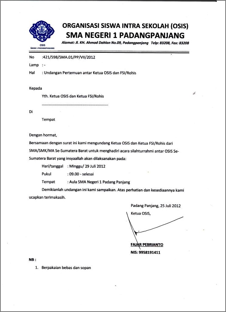 Contoh Surat Undangan Rapat Hindu