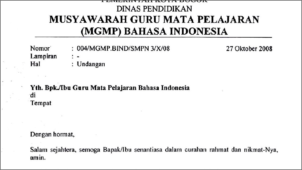 Contoh Surat Undangan Rapat Ibu Ibu Senam