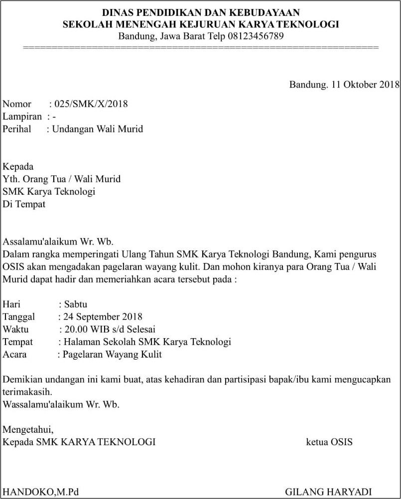 Contoh Surat Undangan Rapat Jaya Sentosa
