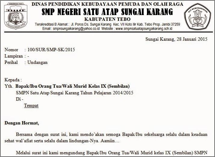 Contoh Surat Undangan Rapat Karang