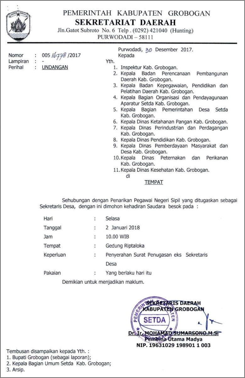 Contoh Surat Undangan Rapat Kb