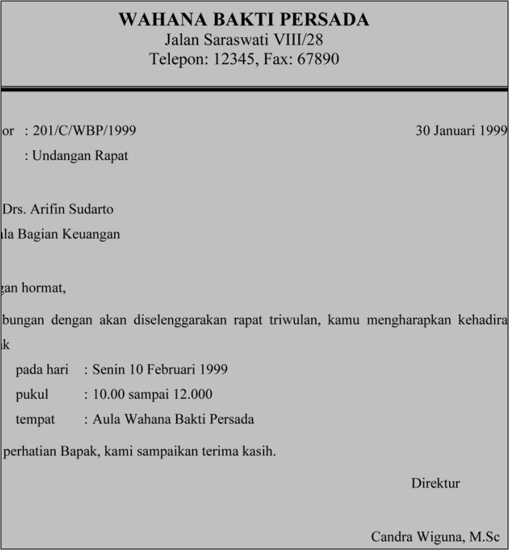 Contoh Surat Undangan Rapat Ke Kepala Dusun