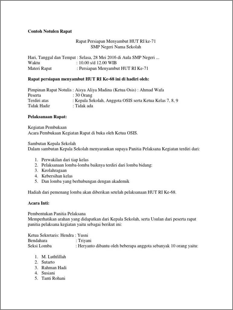 Contoh Surat Undangan Rapat Kebersihan