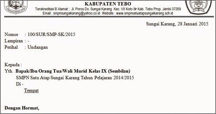 Contoh Surat Undangan Rapat Kedinasan