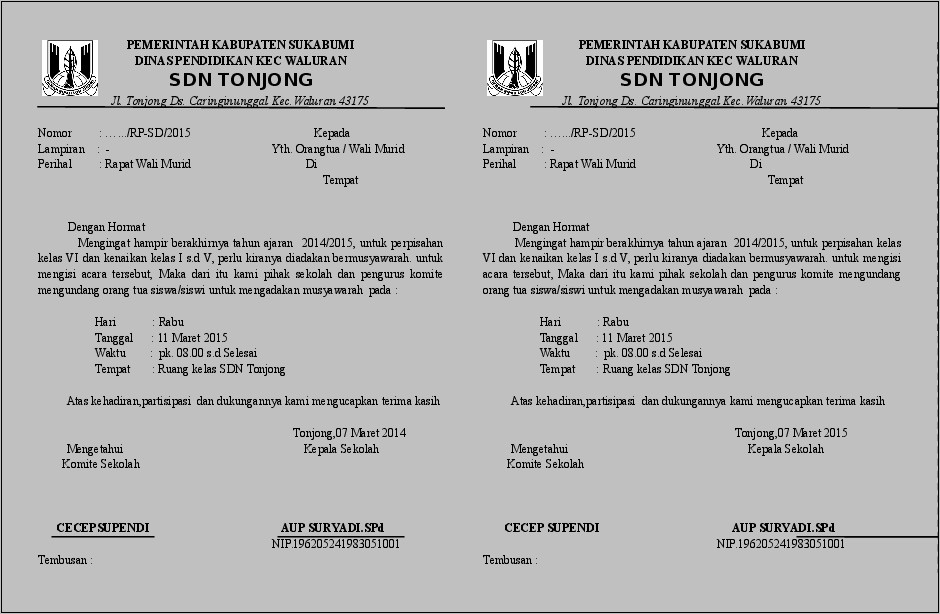 Contoh Surat Undangan Rapat Kelulusan Siswa