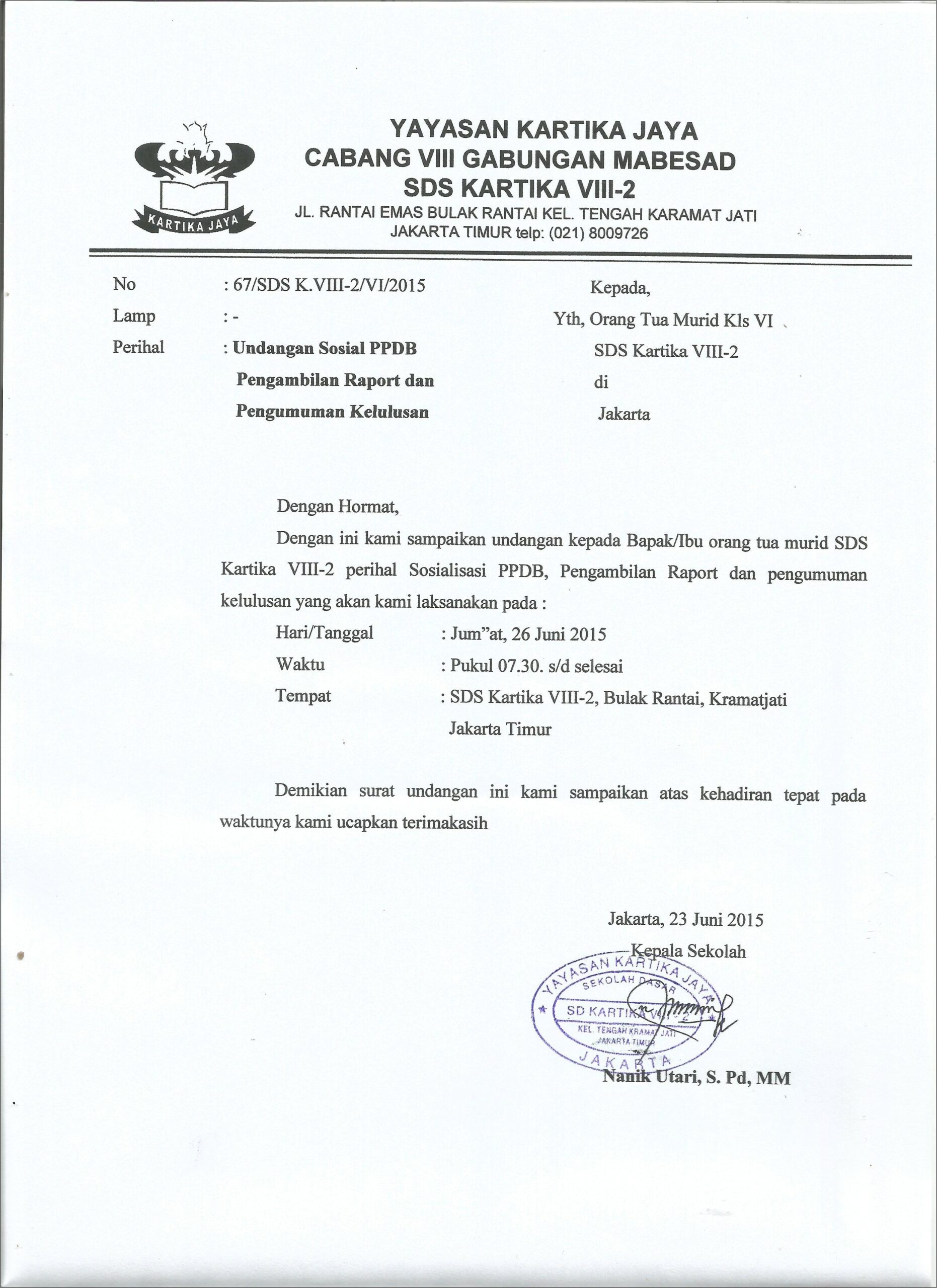 Contoh Surat Undangan Rapat Kepada Orang Tua Siswa