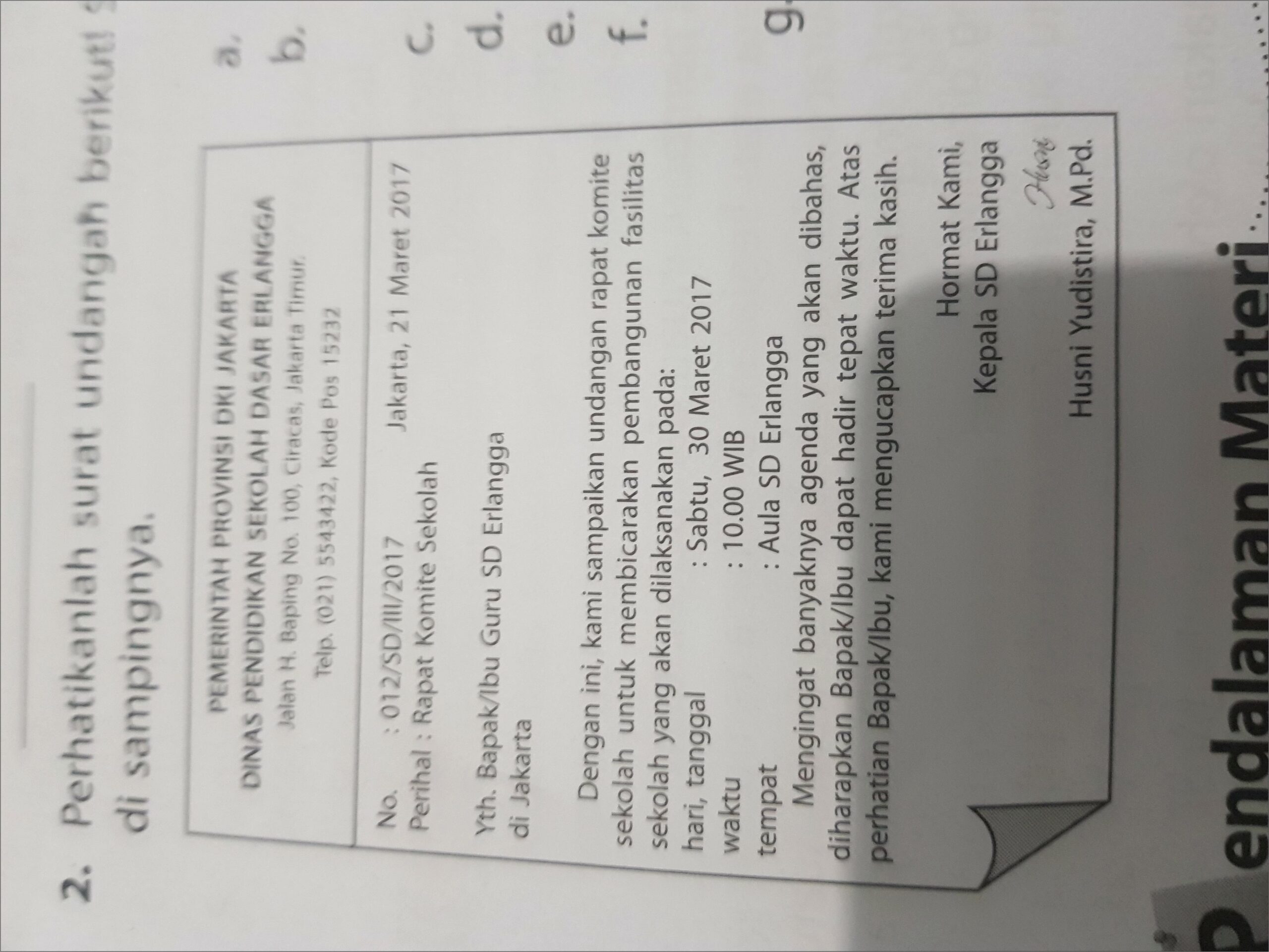 Contoh Surat Undangan Rapat Komite Sd