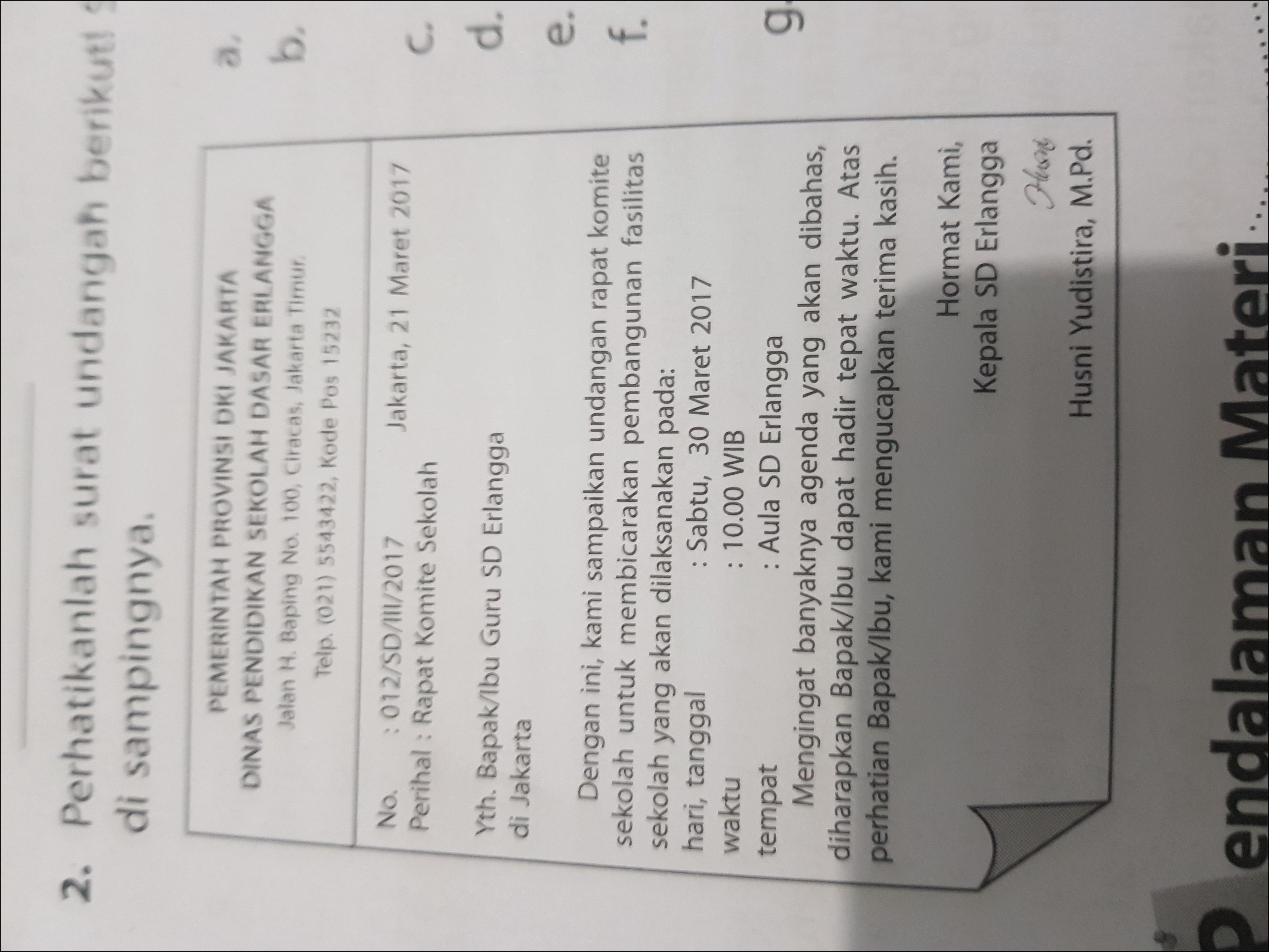Contoh Surat Undangan Rapat Komite Sd