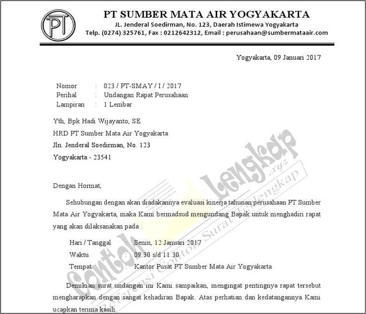 Contoh Surat Undangan Rapat Kondisi Kedisiplinan Pegawai Yang Semakin Menurun