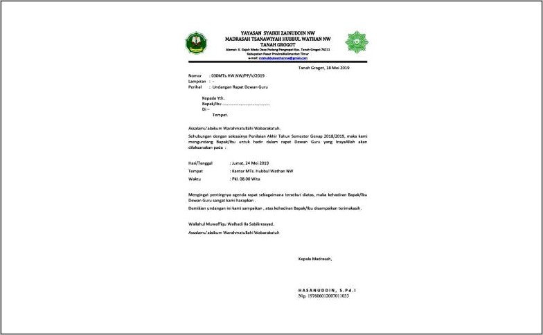 Contoh Surat Undangan Rapat Konsolidasi Partai