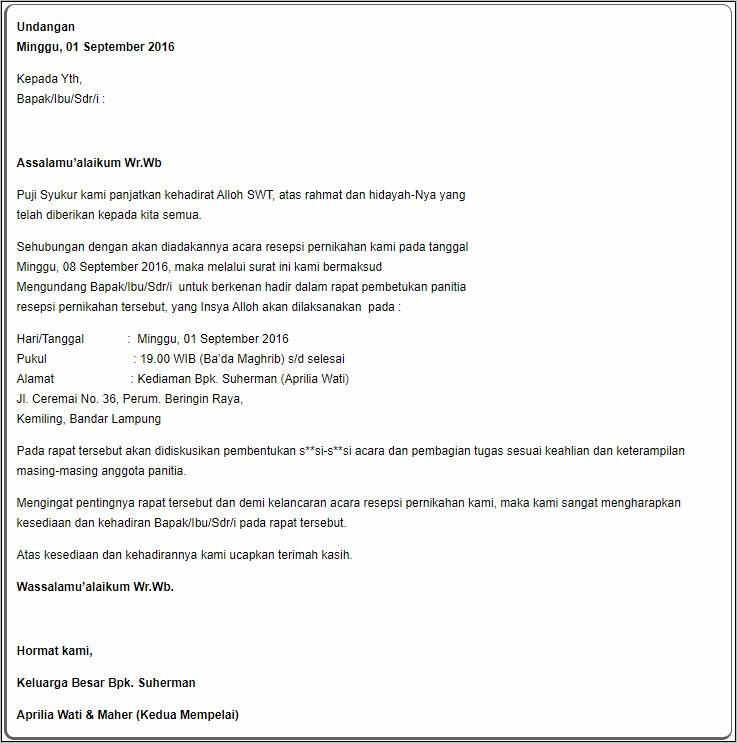 Contoh Surat Undangan Rapat Kontraktor