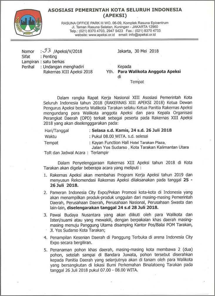 Contoh Surat Undangan Rapat Kpu