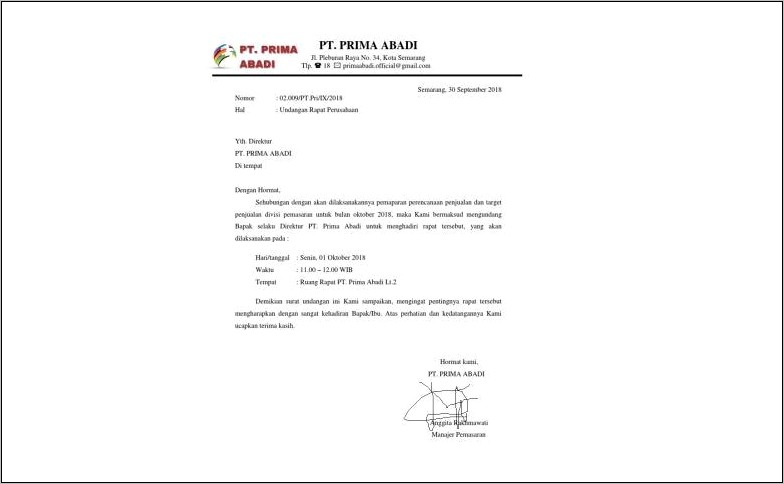 Contoh Surat Undangan Rapat Launching Produk Baru
