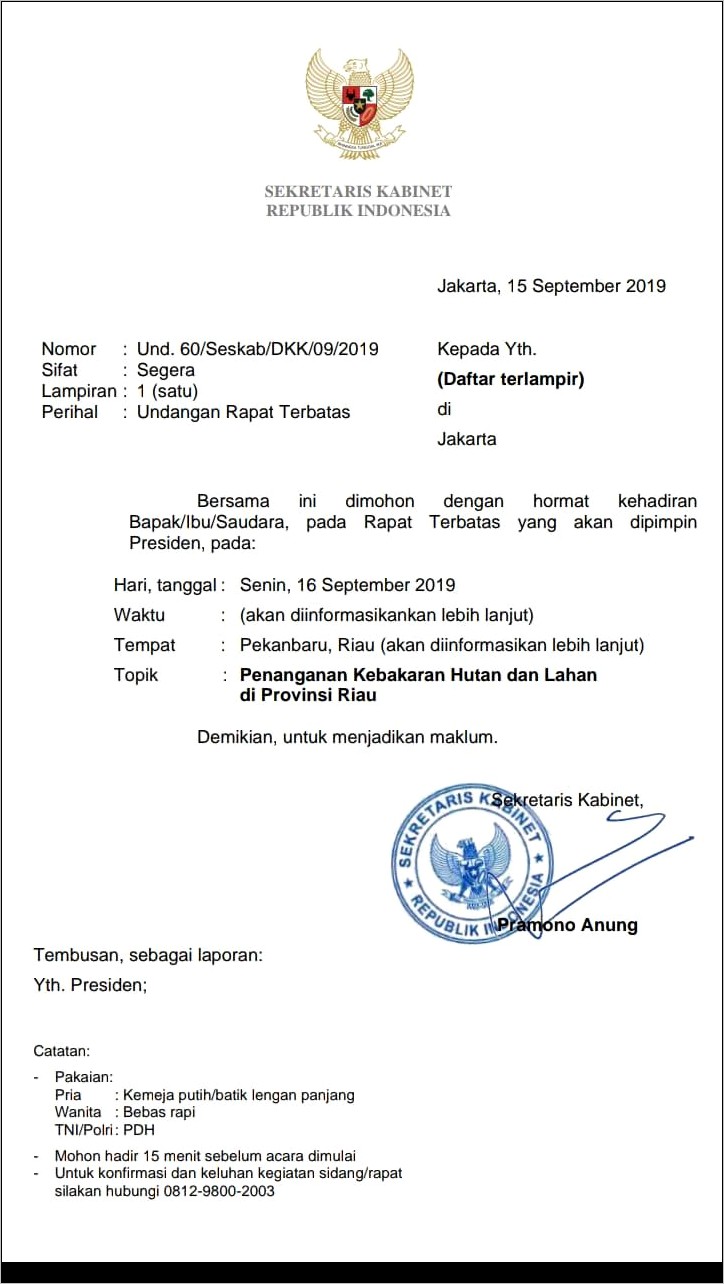 Contoh Surat Undangan Rapat Liburan