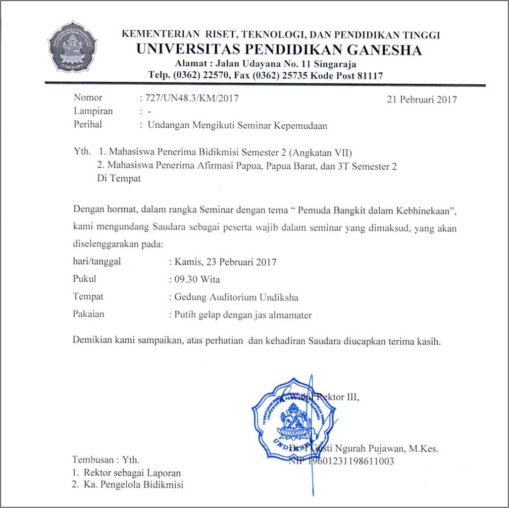 Contoh Surat Undangan Rapat Lomba Pramuka