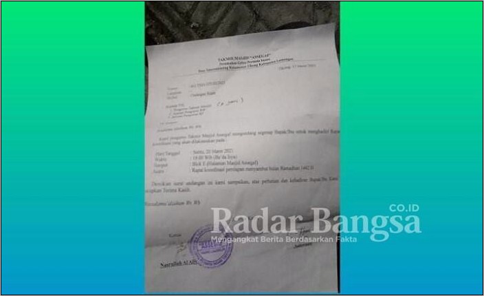 Contoh Surat Undangan Rapat Masjid Untuk Warga