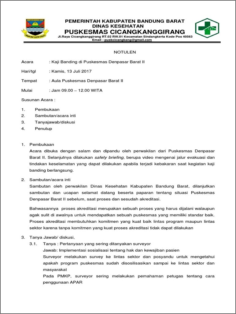 Contoh Surat Undangan Rapat Membahas Hasil Kaji Banding Puskesmas