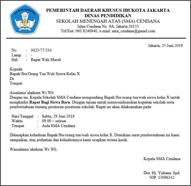 Contoh Surat Undangan Rapat Menggunakan Bahasa Inggris