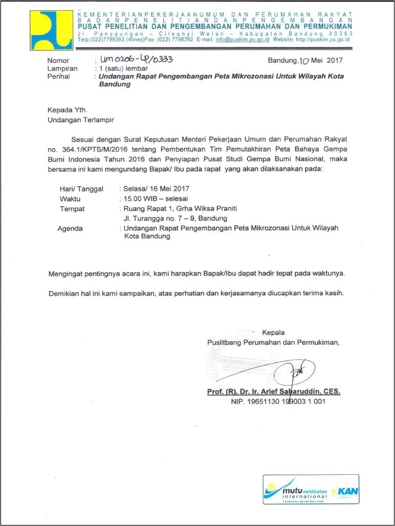 Contoh Surat Undangan Rapat Mui