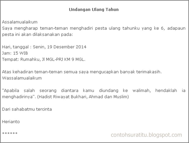 Contoh Surat Undangan Rapat Non Resmi Paling Singkat