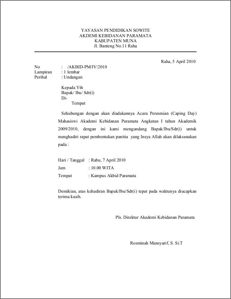 Contoh Surat Undangan Rapat Organisasi Islam