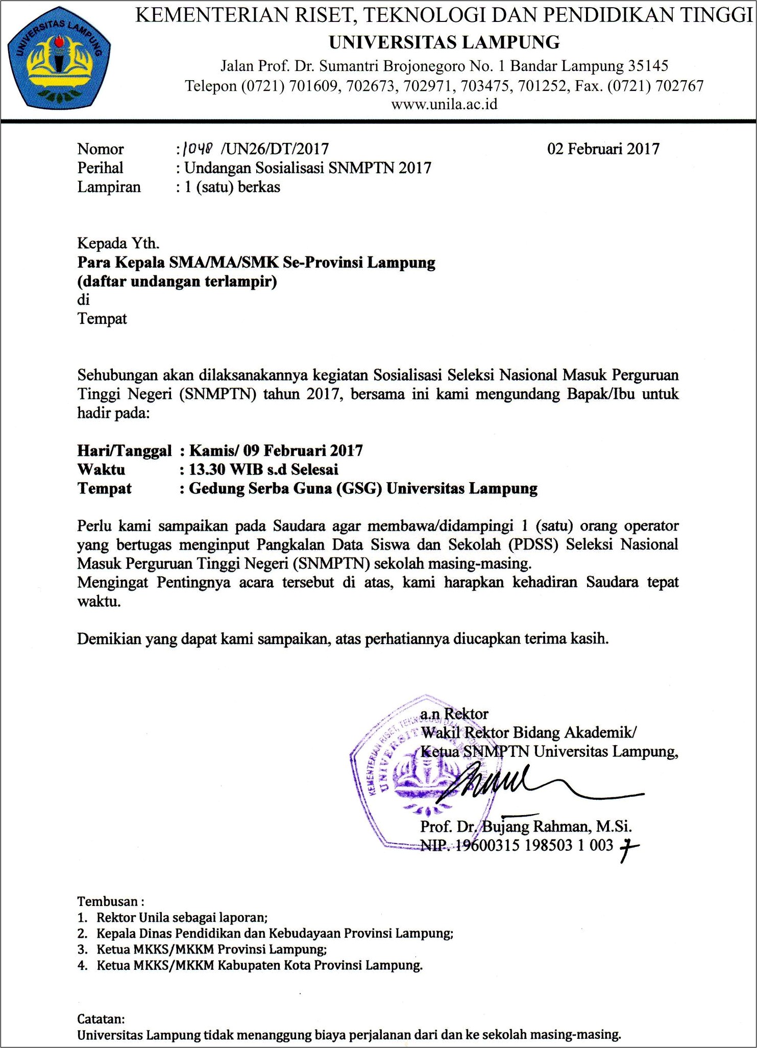 Contoh Surat Undangan Rapat Organisasi Universitas