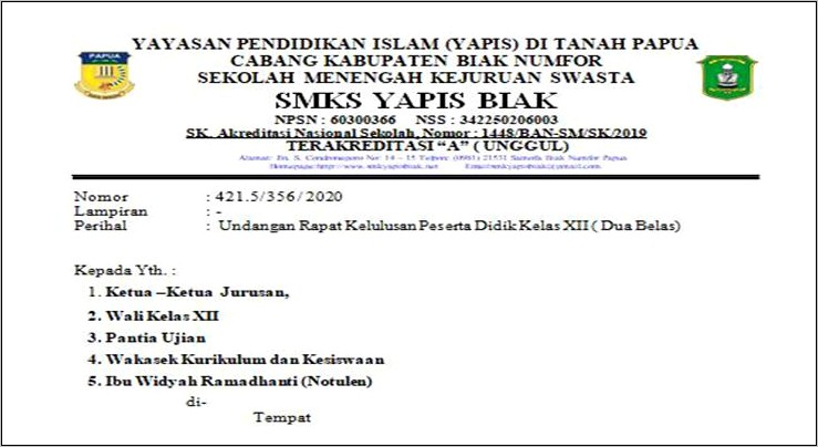 Contoh Surat Undangan Rapat Ormas Islam