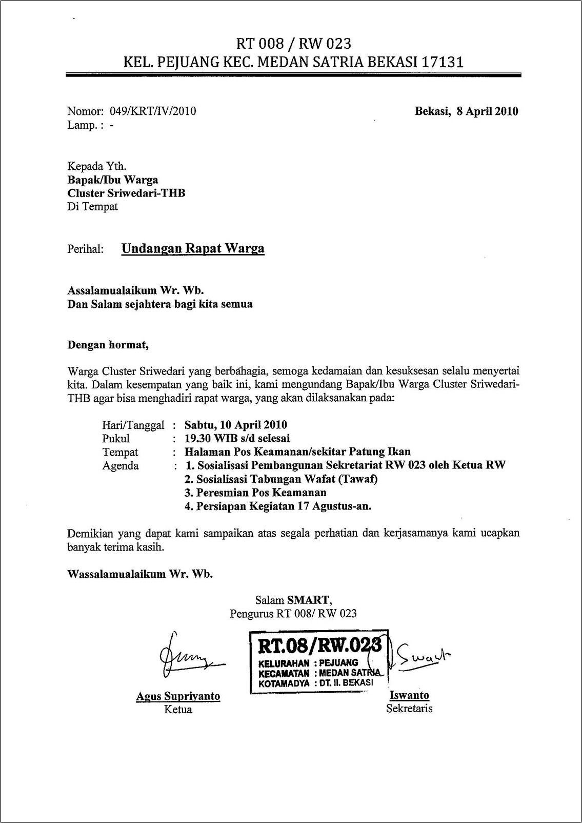 Contoh Surat Undangan Rapat Panitia Docx