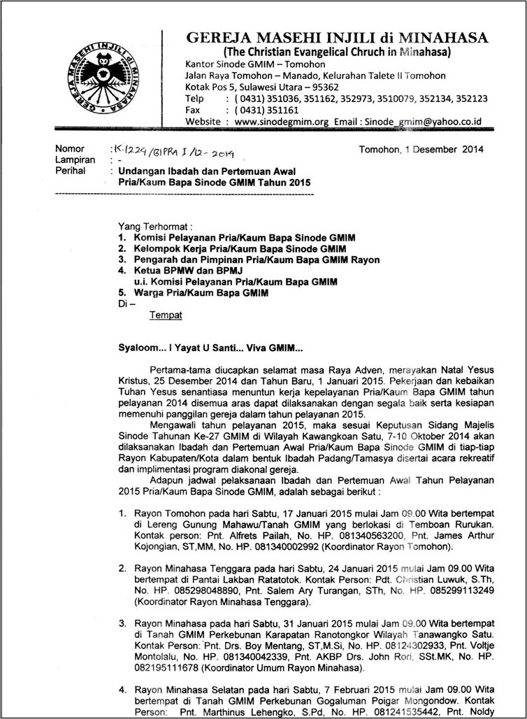 Contoh Surat Undangan Rapat Panitia Pembangunan Gereja