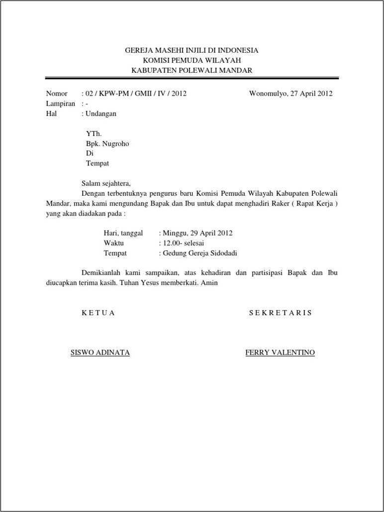 Contoh Surat Undangan Rapat Partai Nasdem