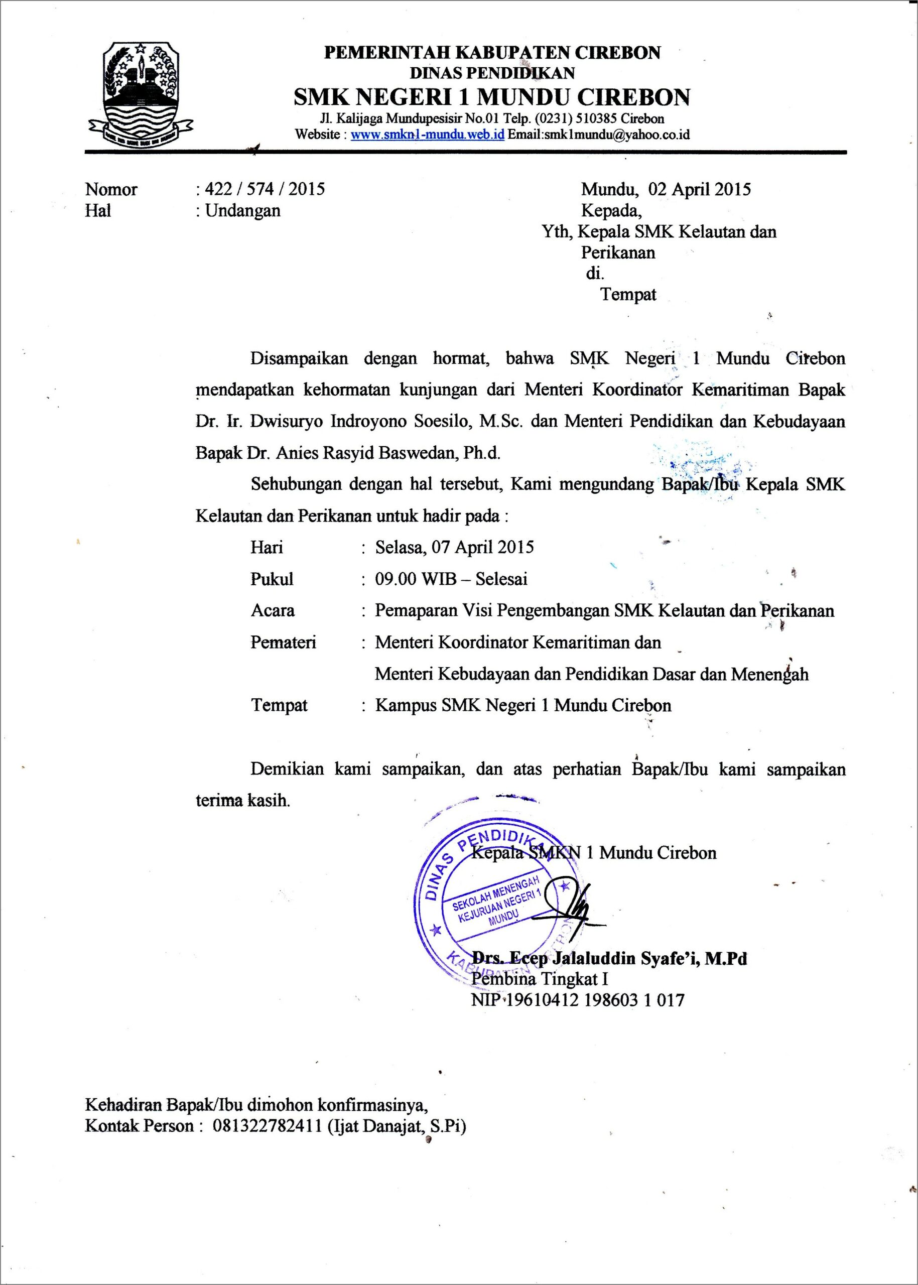 Contoh Surat Undangan Rapat Paskibra Sekolah