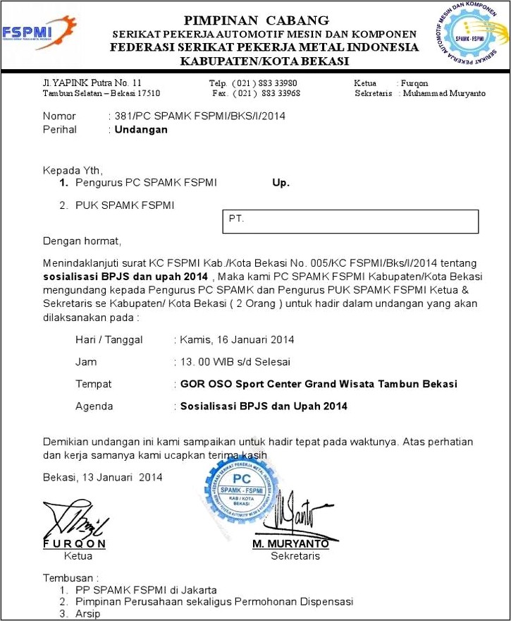 Contoh Surat Undangan Rapat Paskibra