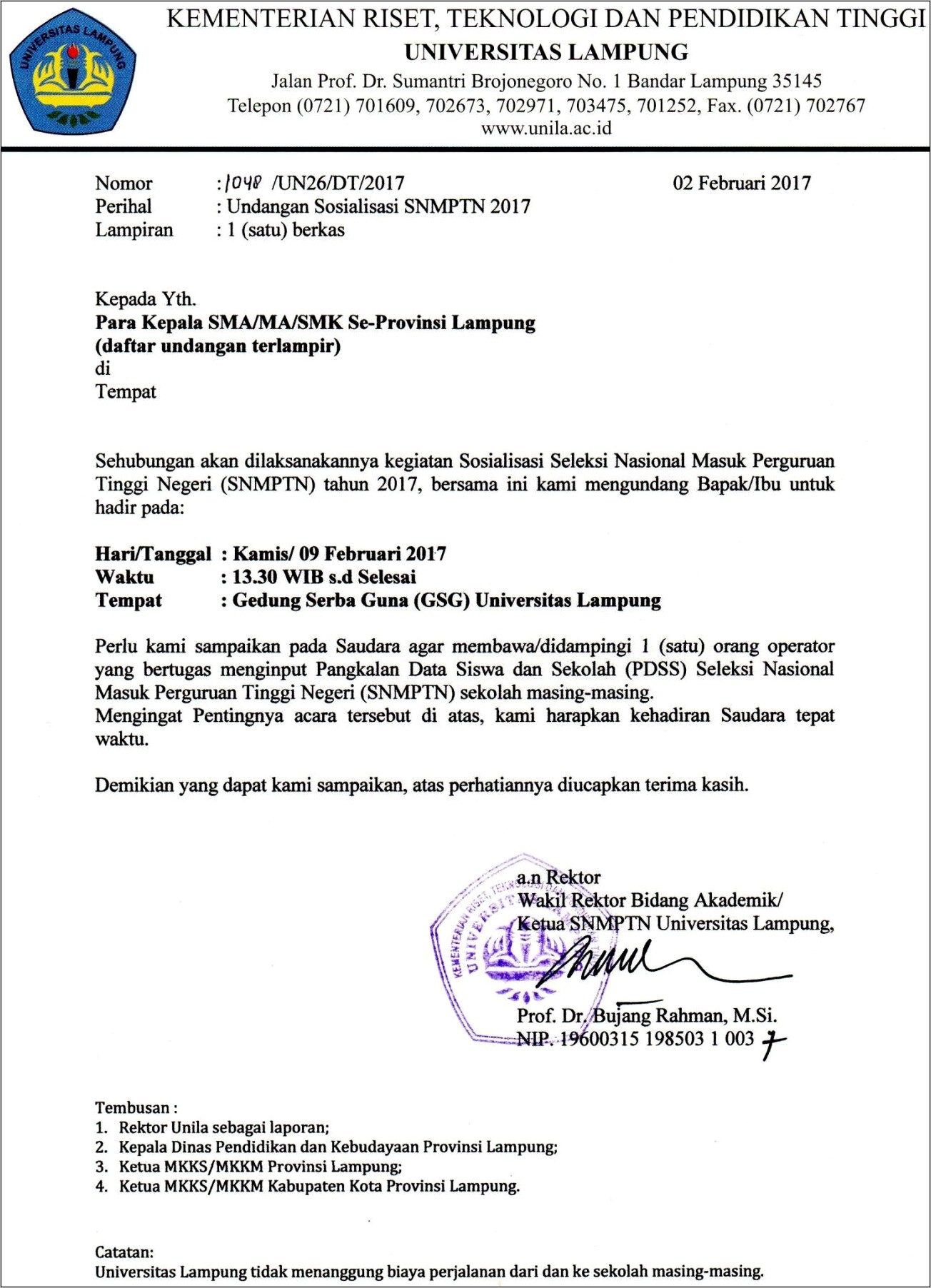 Contoh Surat Undangan Rapat Pbak