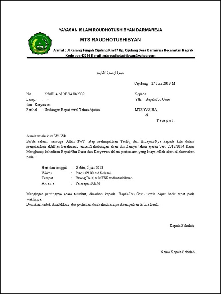 Contoh Surat Undangan Rapat Pdf