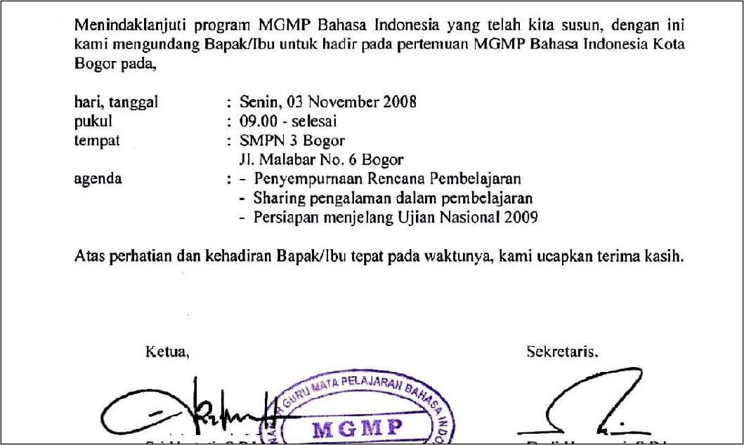 Contoh Surat Undangan Rapat Pembentukan Panitia 17 Agustus Doc