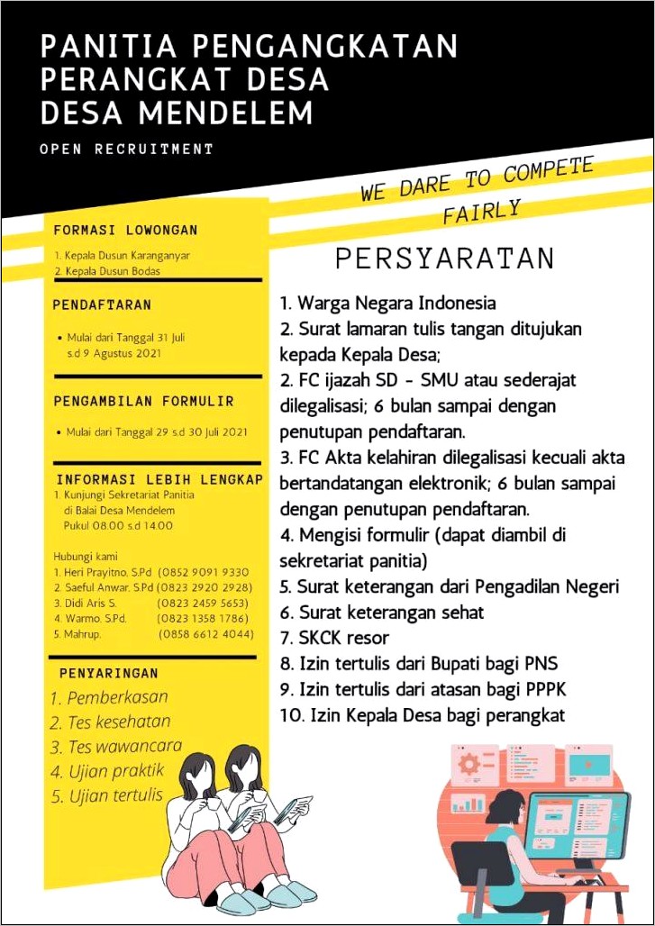 Contoh Surat Undangan Rapat Pembentukan Panitia Pendukung Calon Kepala Desa