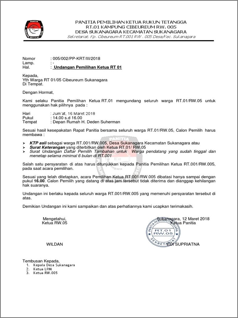 Contoh Surat Undangan Rapat Pembetukan Rt Doc