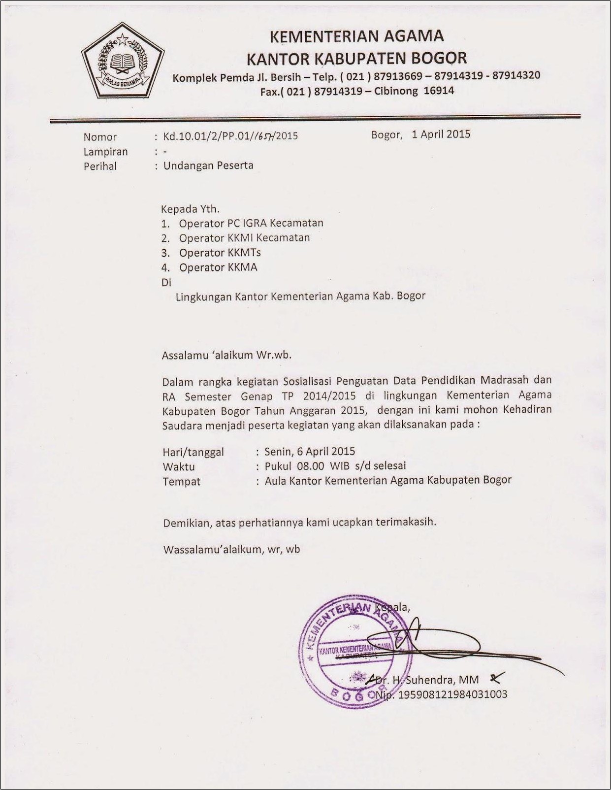 Contoh Surat Undangan Rapat Pembinaan Koperasi