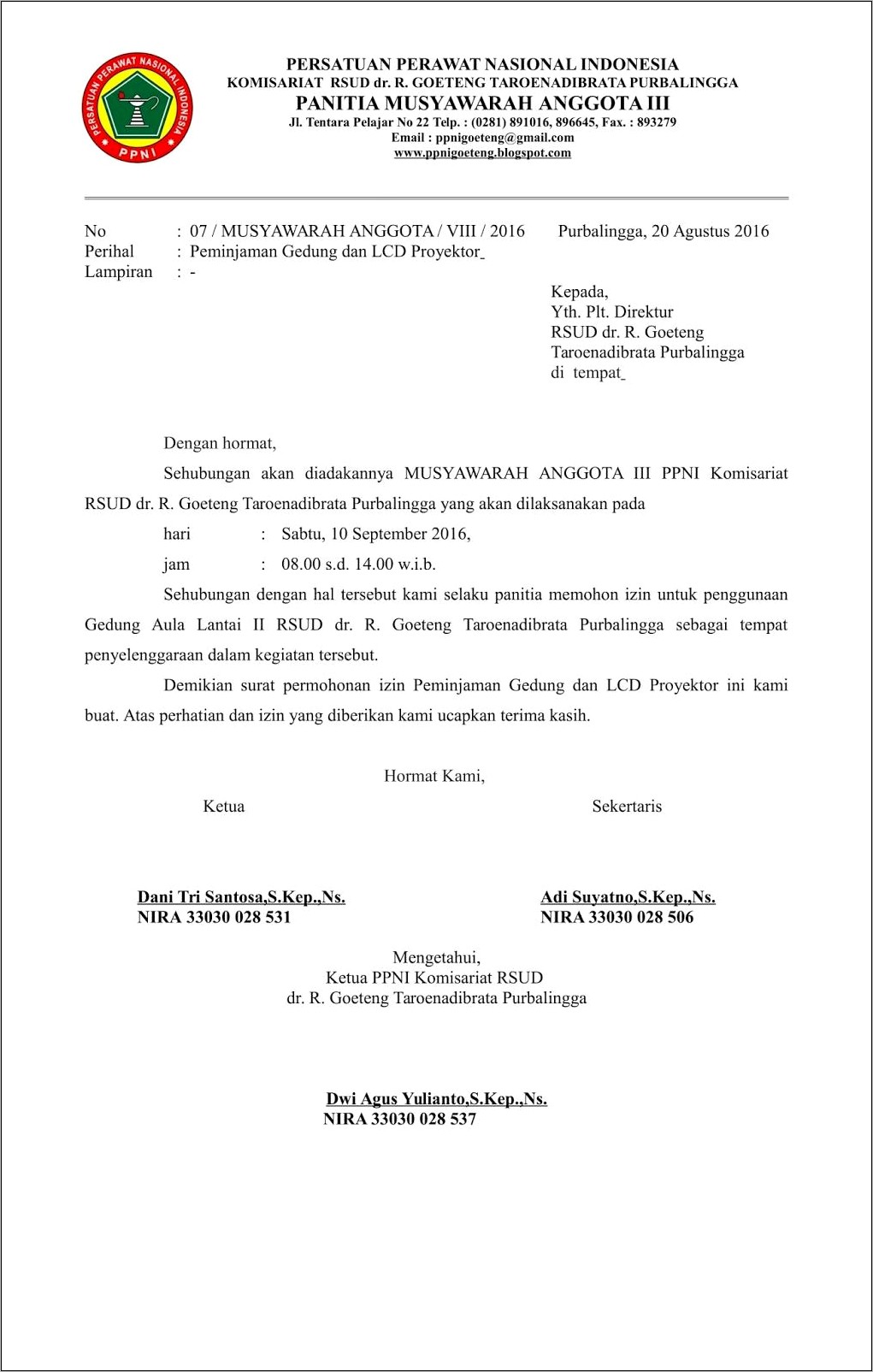 Contoh Surat Undangan Rapat Pembubaran Panitia