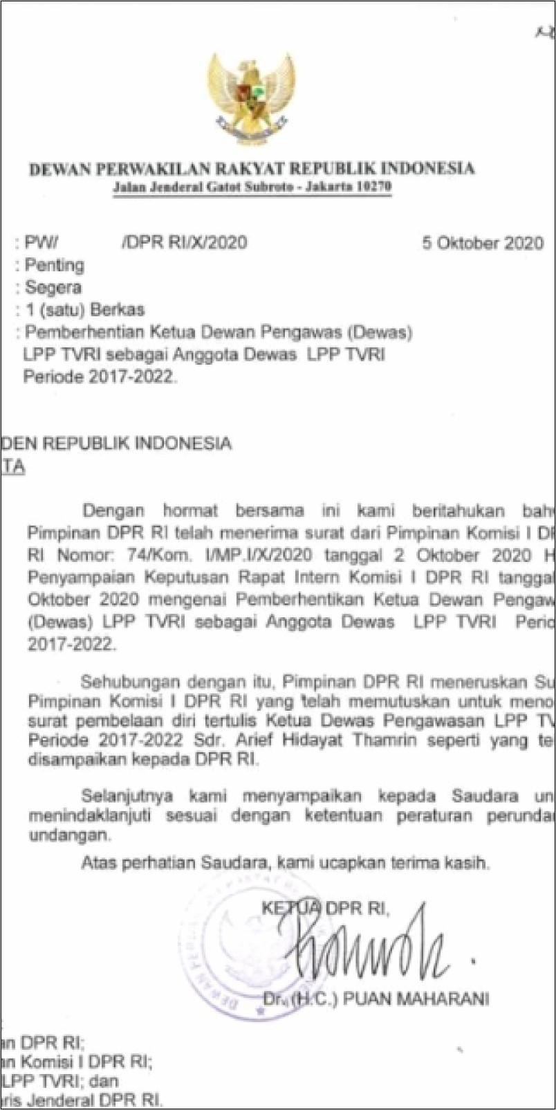 Contoh Surat Undangan Rapat Pemecatan