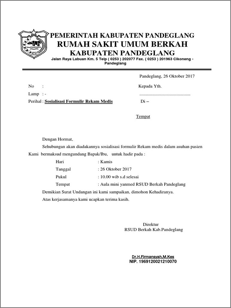 Contoh Surat Undangan Rapat Pemerintah