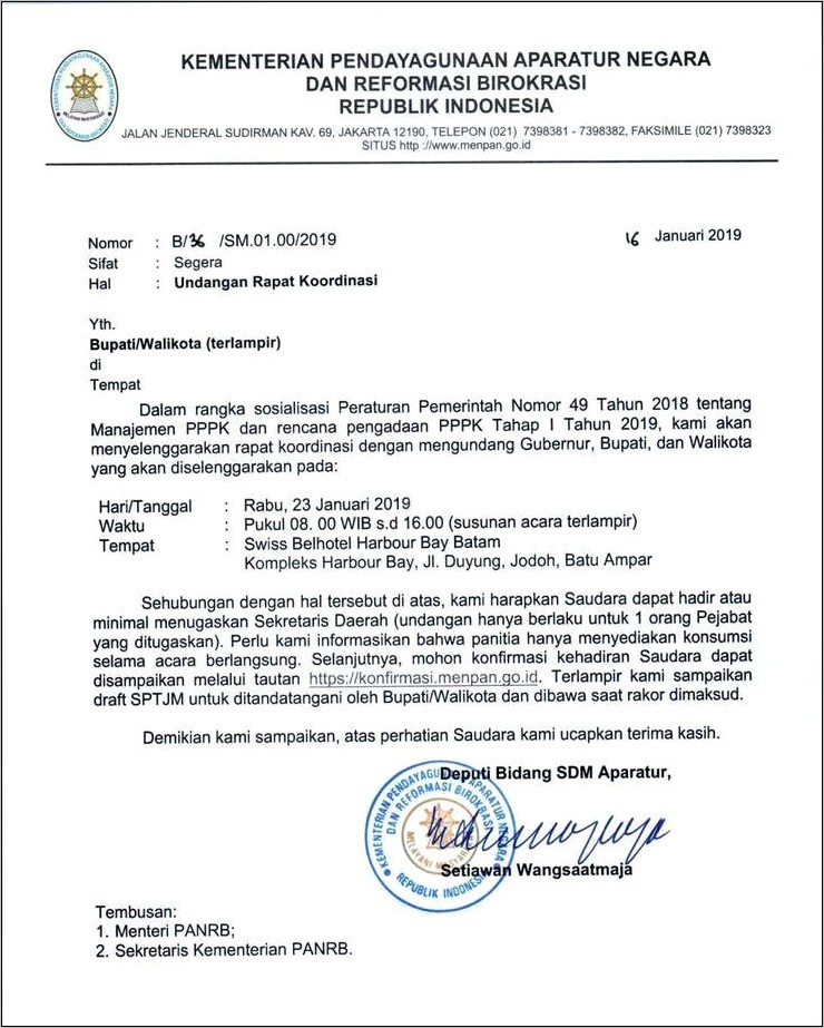 Contoh Surat Undangan Rapat Pemerintahan