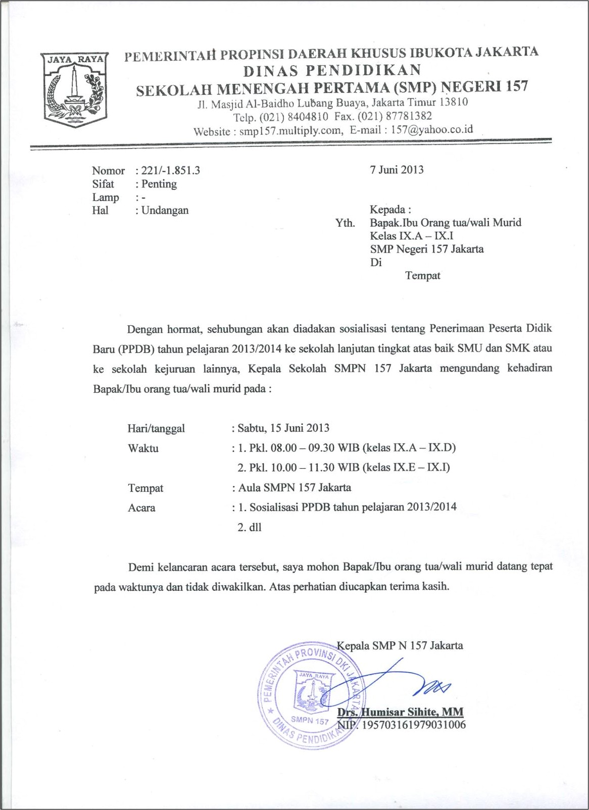 Contoh Surat Undangan Rapat Perpisahan Siswa
