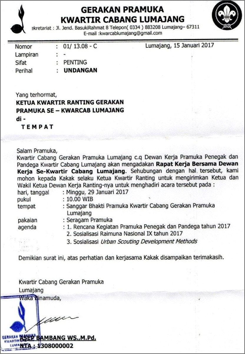 Contoh Surat Undangan Rapat Pps