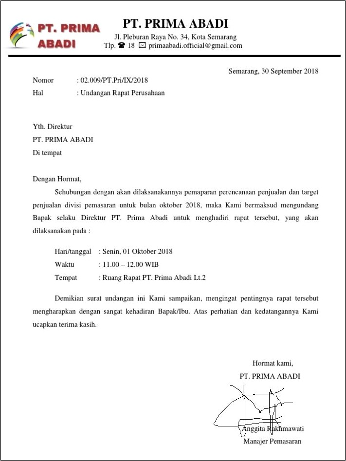Contoh Surat Undangan Rapat Psht