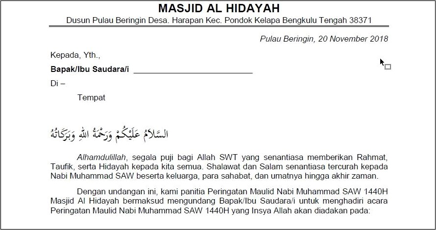 Contoh Surat Undangan Rapat Remas