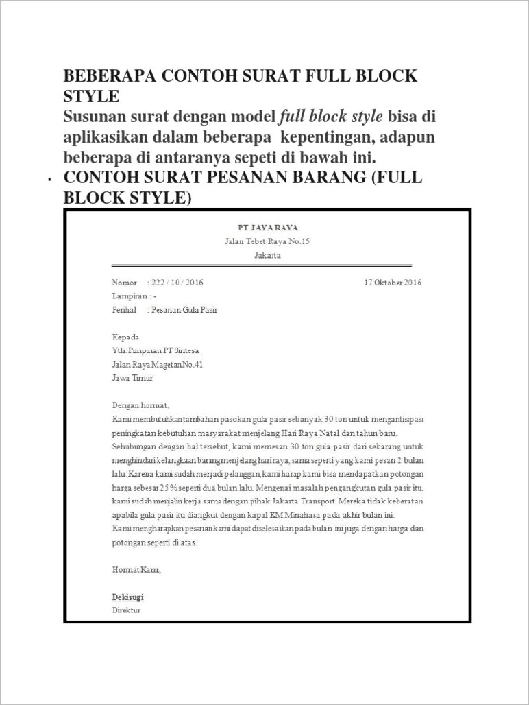 Contoh Surat Undangan Rapat Resmi Semi Block Style