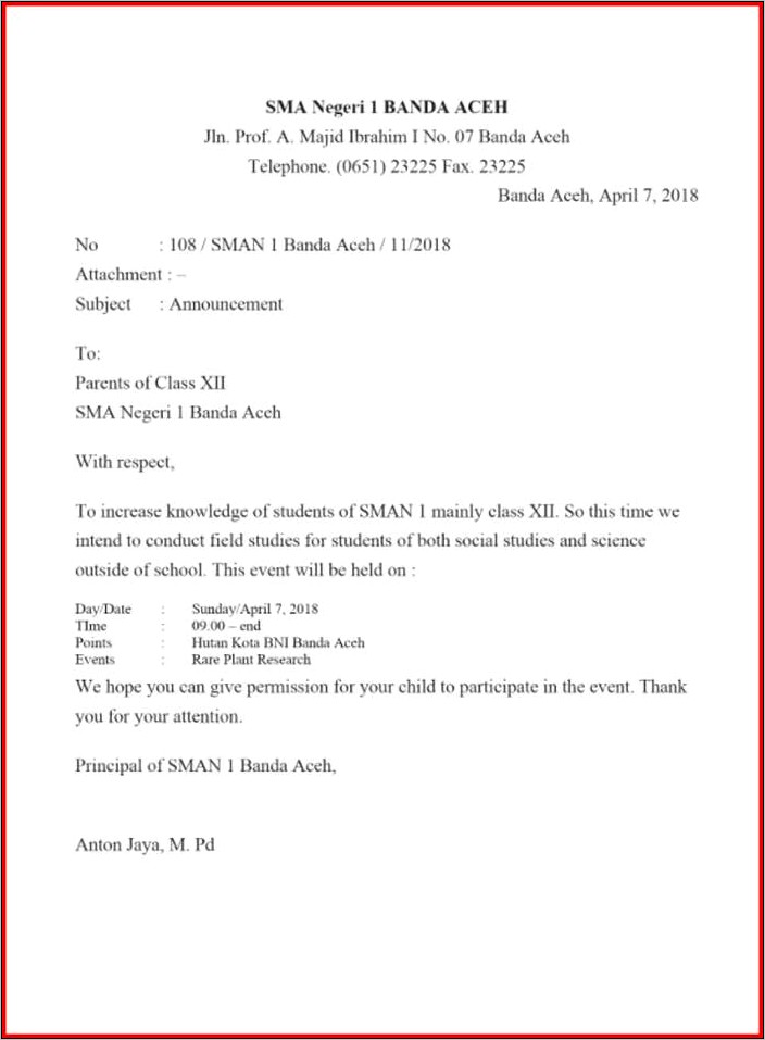 Contoh Surat Undangan Rapat Sekolah Dalam Bahasa Inggris Beserta Artinya